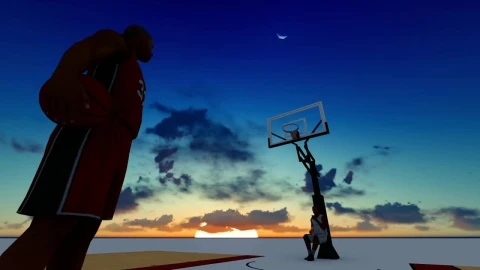 Stock Video Basketball Player On A Court During A Sunset Live Wallpaper For PC - Free Live Wallpaper