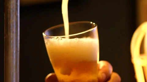 Stock Video Bartender Serving Beer From A Tap Looking Down At His Live Wallpaper For PC - Free Live Wallpaper