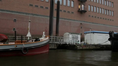 Stock Video Barges Docked Along A City River Live Wallpaper For PC - Free Live Wallpaper