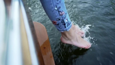 Stock Video Barefoot Woman Touching The Surface Water Live Wallpaper For PC - Free Live Wallpaper