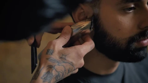 Stock Video Barber Outlining A Clients Beard Live Wallpaper For PC - Free Live Wallpaper