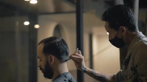 Stock Video Barber Cutting Into A Mans Hair Live Wallpaper For PC - Free Live Wallpaper