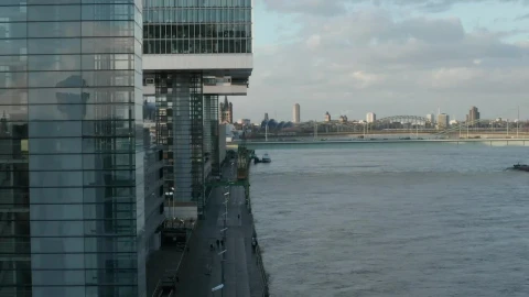 Stock Video Bank Of A River In A City With Office Buildings Live Wallpaper For PC - Free Live Wallpaper
