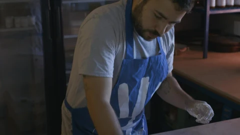 Stock Video Baker Preparing The Flour On A Table Live Wallpaper For PC - Free Live Wallpaper