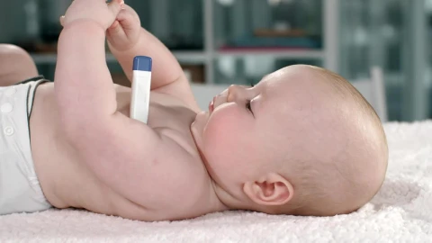 Stock Video Baby Lying With A Thermometer In His Arm Live Wallpaper For PC - Free Live Wallpaper