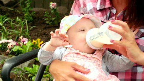 Stock Video Baby Girl Drinking Milk From A Baby Bottle Live Wallpaper For PC - Free Live Wallpaper