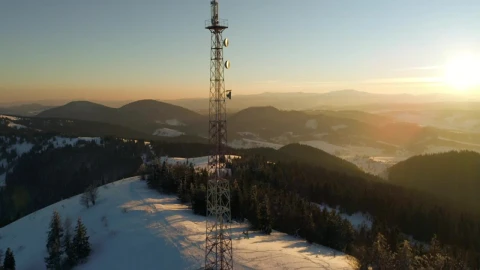Stock Video Aurora Covering A Forest With A Communication Tower Live Wallpaper For PC - Free Live Wallpaper