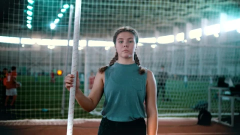 Stock Video Athlete Girl From The Front With A Pole In Her Live Wallpaper For PC - Free Live Wallpaper