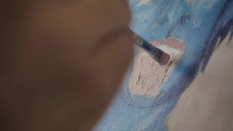 Stock Video Artist Painting The Mouth Of A Face On A Canvas Live Wallpaper For PC - Free Live Wallpaper