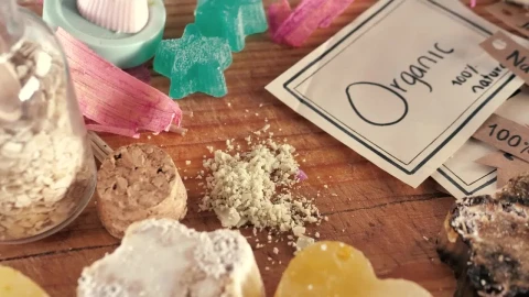 Stock Video Arrangement Of Soaps And Natural Ingredients On A Table Live Wallpaper For PC - Free Live Wallpaper