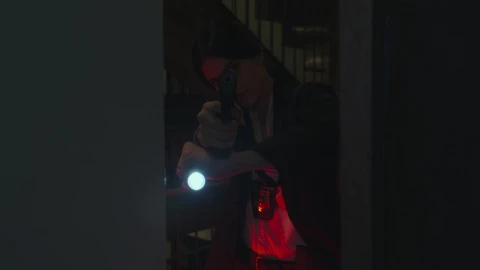 Stock Video Armed Policewoman In A Dark Apartment Live Wallpaper For PC - Free Live Wallpaper