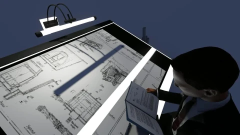Stock Video Architect Working On A Blueprint Live Wallpaper For PC - Free Live Wallpaper