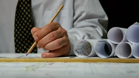 Stock Video Architect Drawing Lines On Plans Live Wallpaper For PC - Free Live Wallpaper