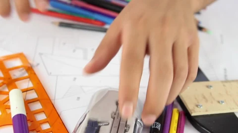 Stock Video Architect Drawing A Compass From Its Box Live Wallpaper For PC - Free Live Wallpaper