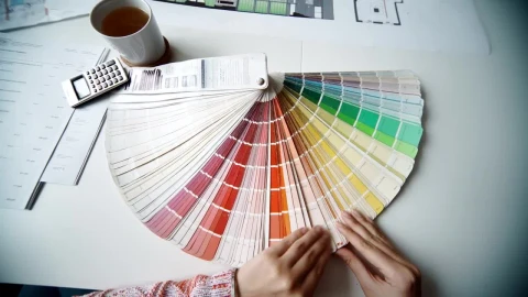 Stock Video Architect Choosing A Color From The Color Plate Live Wallpaper For PC - Free Live Wallpaper