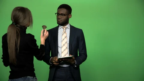 Stock Video Applying Make Up To News Presenter On Chroma Key Live Wallpaper For PC - Free Live Wallpaper