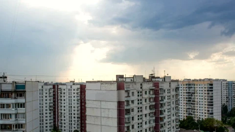 Stock Video Apartment Buildings Below Grey Clouds Live Wallpaper For PC - Free Live Wallpaper