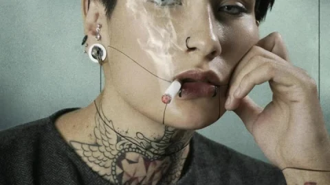 Stock Video Animated Picture Of A Gothic Woman Smoking Live Wallpaper For PC - Free Live Wallpaper