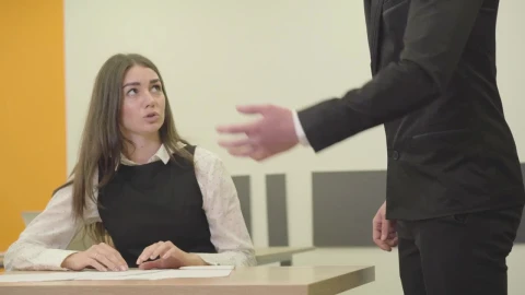 Stock Video Angry Businessman Yells At Woman And Points Out Mistakes Live Wallpaper For PC - Free Live Wallpaper