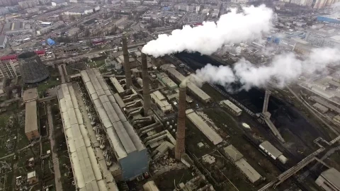 Stock Video An Industrial Complex With Tower Smoke Live Wallpaper For PC - Free Live Wallpaper