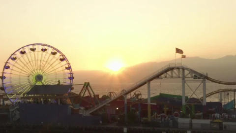 Stock Video Amusement Park In The Beach At Sunset Live Wallpaper For PC - Free Live Wallpaper