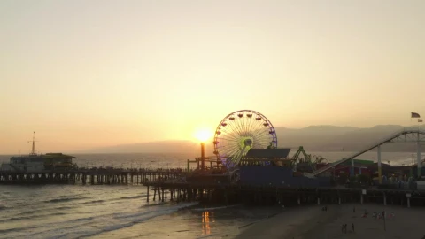 Stock Video Amusement Park By The Sea At Sunset Live Wallpaper For PC - Free Live Wallpaper