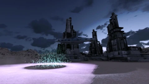 Stock Video Alien Ship Flying At Night On Another Planet Live Wallpaper For PC - Free Live Wallpaper