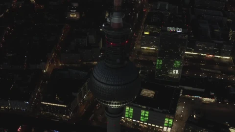 Stock Video Alexanderplatz Tower Seen At Night Spinning Shot Live Wallpaper For PC - Free Live Wallpaper
