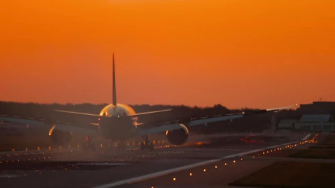 Stock Video Airplane Moving Trough The Airport Track In The Morning Live Wallpaper For PC - Free Live Wallpaper