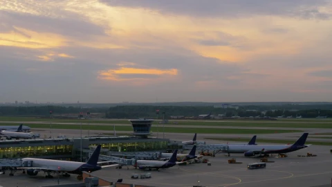 Stock Video Airliner Taking Off From A Modern Airport Live Wallpaper For PC - Free Live Wallpaper