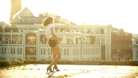 Stock Video A Young Woman In Small Shorts Performing A Sexy And Live Wallpaper For PC - Free Live Wallpaper