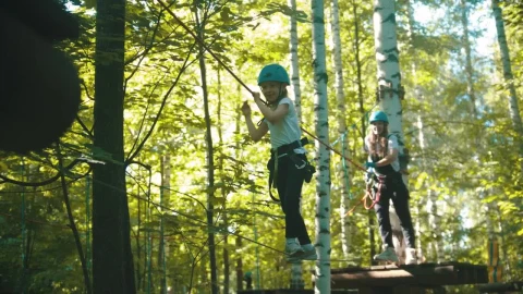 Stock Video A Young Woman And Her Daughter Crossing On A Rope Live Wallpaper For PC - Free Live Wallpaper