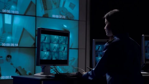 Stock Video A Woman Working On The Security Camera Room Live Wallpaper For PC - Free Live Wallpaper