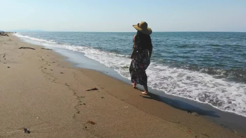 Stock Video A Woman Walking In A Deserted Beach Live Wallpaper For PC - Free Live Wallpaper