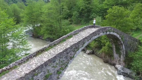 Stock Video A Woman Standing In An Old Stone Bridge Above The Live Wallpaper For PC - Free Live Wallpaper