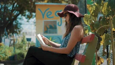 Stock Video A Woman Reading A Book Outdoors Live Wallpaper For PC - Free Live Wallpaper