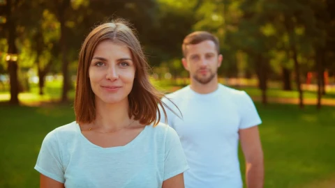 Stock Video A Woman And A Man In A Beautiful Park Live Wallpaper For PC - Free Live Wallpaper