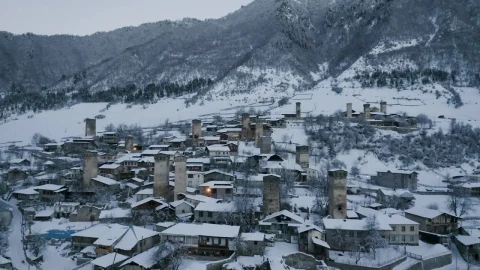 Stock Video A Town With Old Towers Covered In Snow Live Wallpaper For PC - Free Live Wallpaper