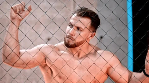 Stock Video A Shirtless Man Behind A Net In The Gym Live Wallpaper For PC - Free Live Wallpaper