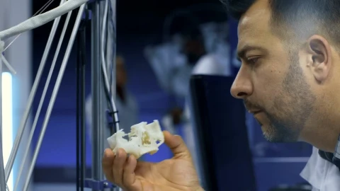 Stock Video A Scientist Studying  D Printed Skull Live Wallpaper For PC - Free Live Wallpaper