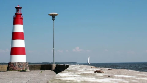 Stock Video A Red Lighthouse In The Shore Live Wallpaper For PC - Free Live Wallpaper