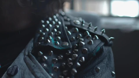 Stock Video A Punk Man Wearing A Jacket With Studs Closeup Live Wallpaper For PC - Free Live Wallpaper