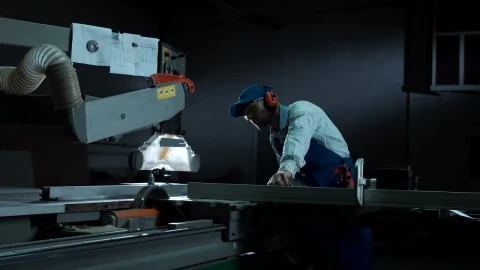 Stock Video A Man Working With A Saw In The Workshop Live Wallpaper For PC - Free Live Wallpaper