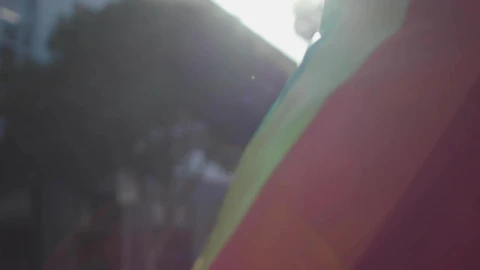 Stock Video A Man Wearing A Rainbow Flag As A Cape Live Wallpaper For PC - Free Live Wallpaper