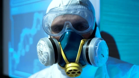 Stock Video A Man Wearing A Biohazard Suit And A Mask Live Wallpaper For PC - Free Live Wallpaper
