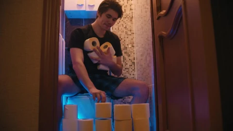 Stock Video A Man Sitting On The Toilet Making A Toilet Paper Live Wallpaper For PC - Free Live Wallpaper