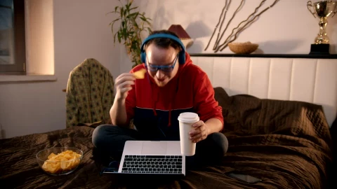 Stock Video A Man Sitting On The Bed On A Video Call Live Wallpaper For PC - Free Live Wallpaper