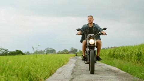 Stock Video A Man Riding A Bicycle Near A Farm In The Live Wallpaper For PC - Free Live Wallpaper