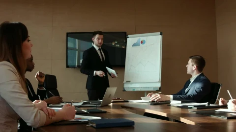 Stock Video A Man Is Presenting A Business Report Live Wallpaper For PC - Free Live Wallpaper