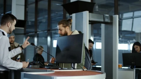 Stock Video A Man At The Biometric Security In The Airport Live Wallpaper For PC - Free Live Wallpaper